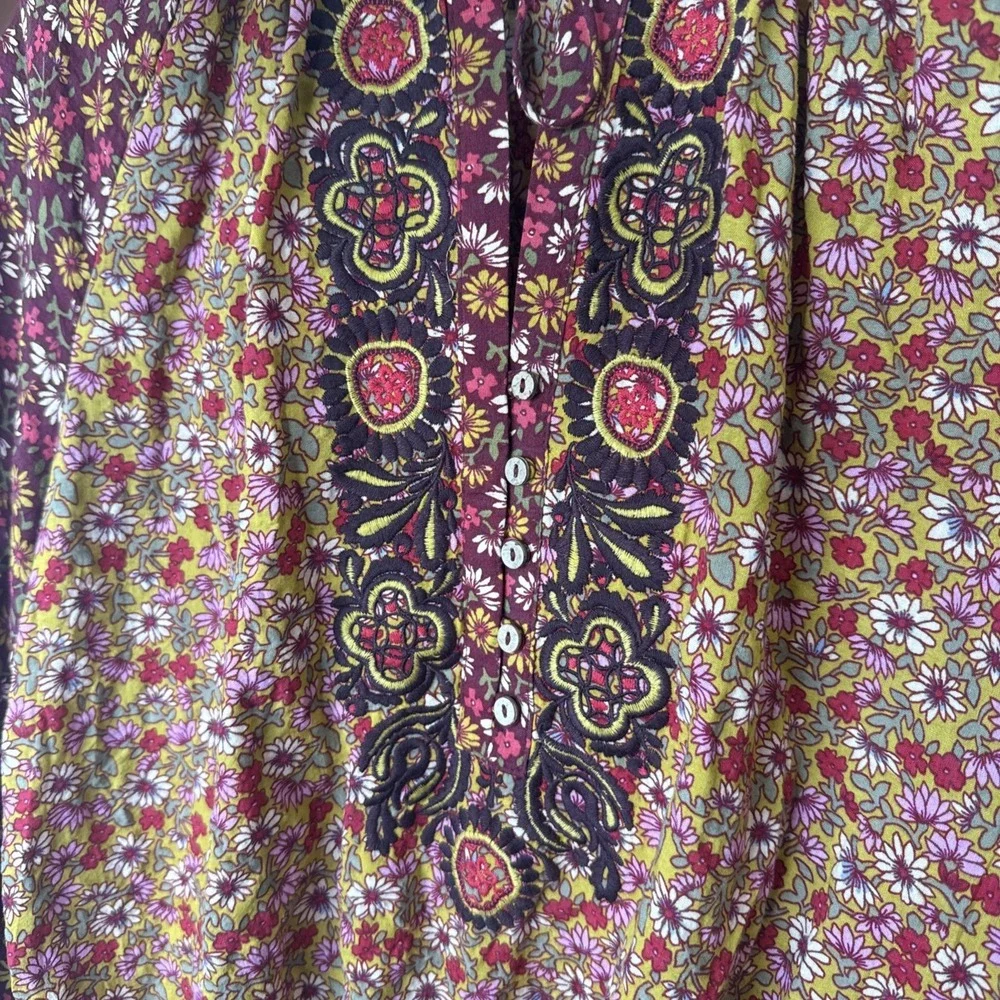 Natural Life Peasant Boho Floral Tassel Blouse Top Womens XS Embroidered Prairie - Picture 5 of 8
